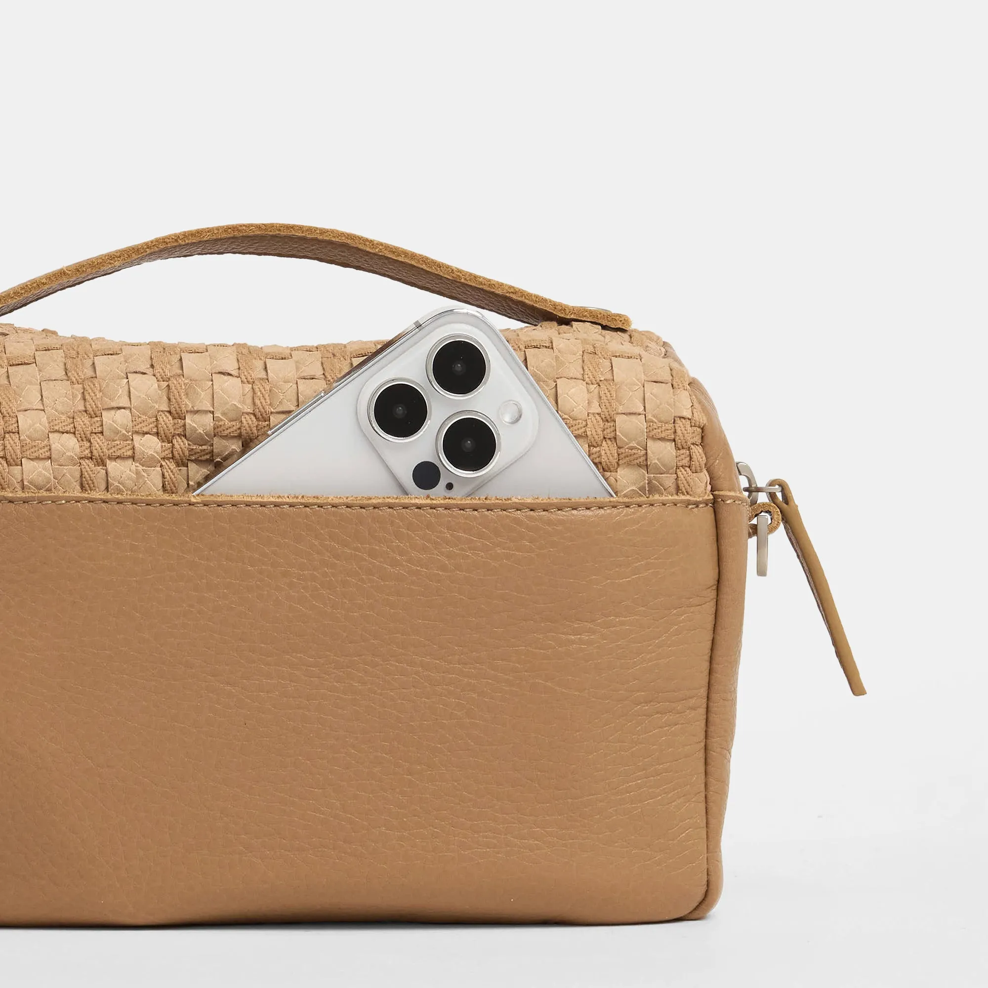 Evan Crossbody | Carpenter's Weave/Brushed Silver | Sml