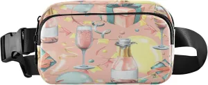 Exnundod Fanny Waist Packs Celebration Wine Theme Running Hiking Waist Pack Fashionable Zipper Belt Bag for Workout Traveling