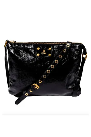 Fendi Black Patent Leather Handbag W Dust Bag Original Tag & Authenticity Card