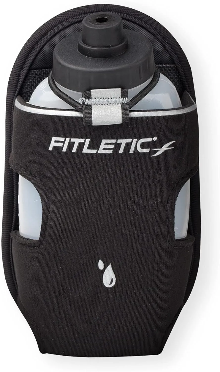 Fitletic 8-ounce Sport Water Bottle with Holster Attachable to Belts. No-Bite Cap Quick Hydration for Daily Running, Marathon, Triathlon, Ironman Race