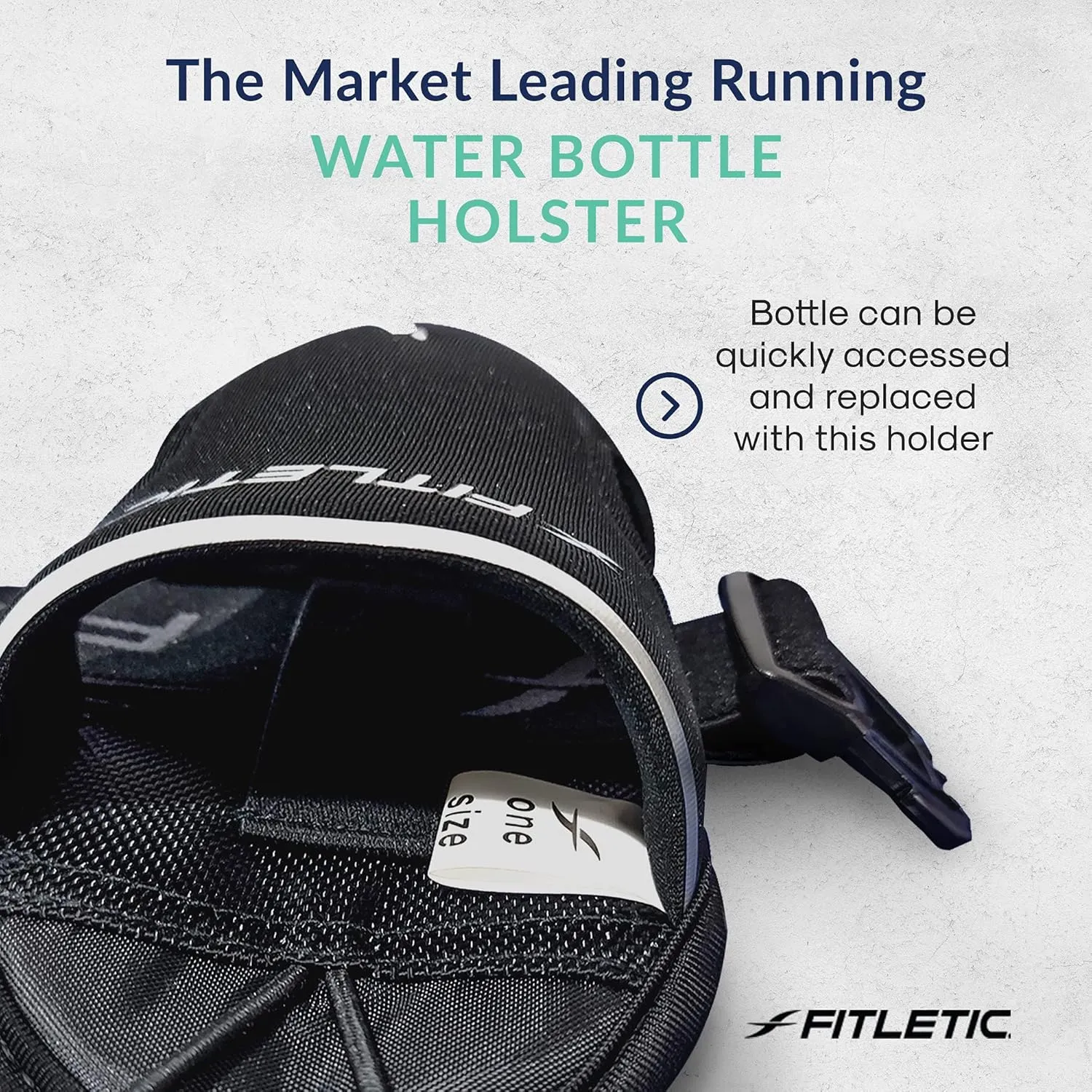 Fitletic 8-ounce Sport Water Bottle with Holster Attachable to Belts. No-Bite Cap Quick Hydration for Daily Running, Marathon, Triathlon, Ironman Race