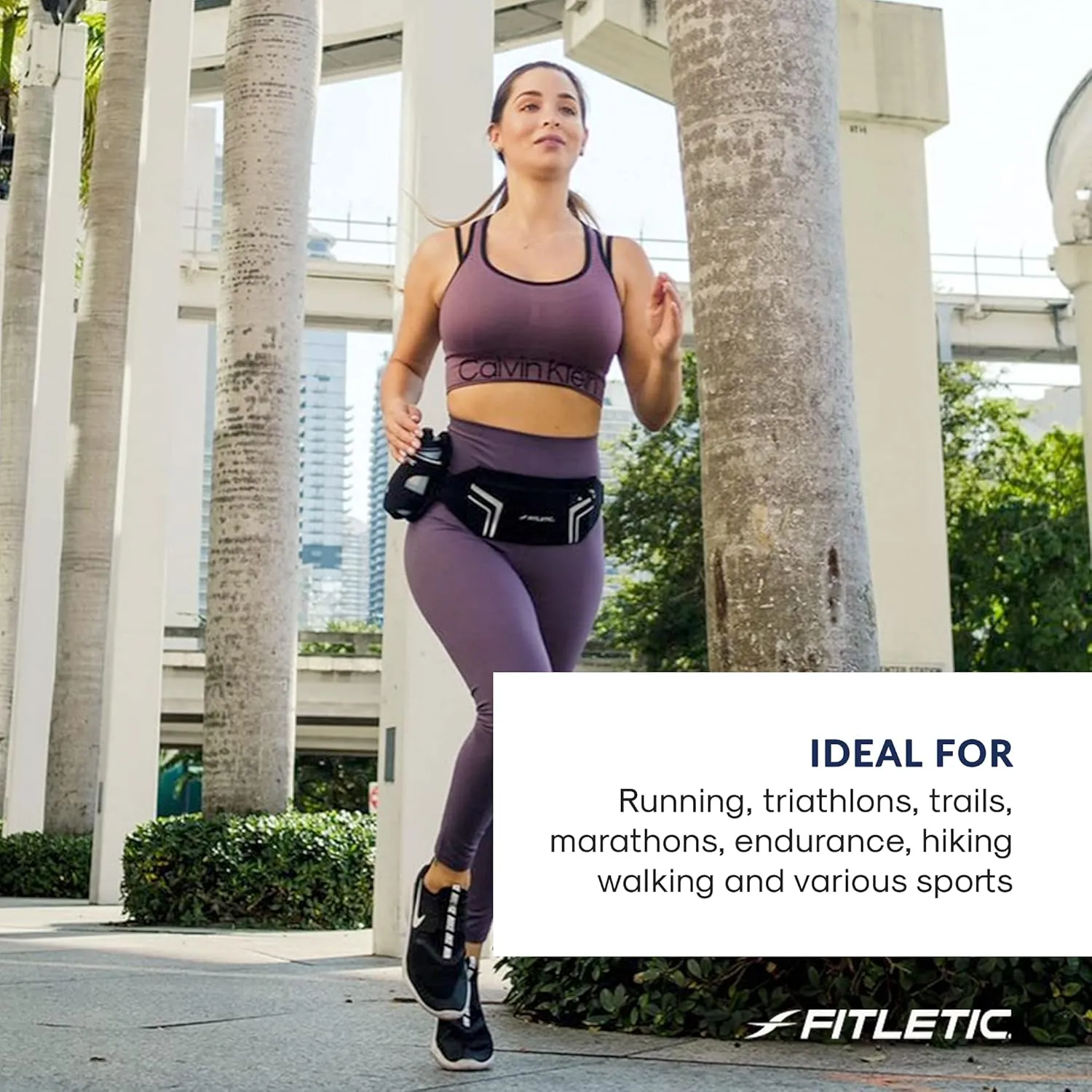 Fitletic 8-ounce Sport Water Bottle with Holster Attachable to Belts. No-Bite Cap Quick Hydration for Daily Running, Marathon, Triathlon, Ironman Race