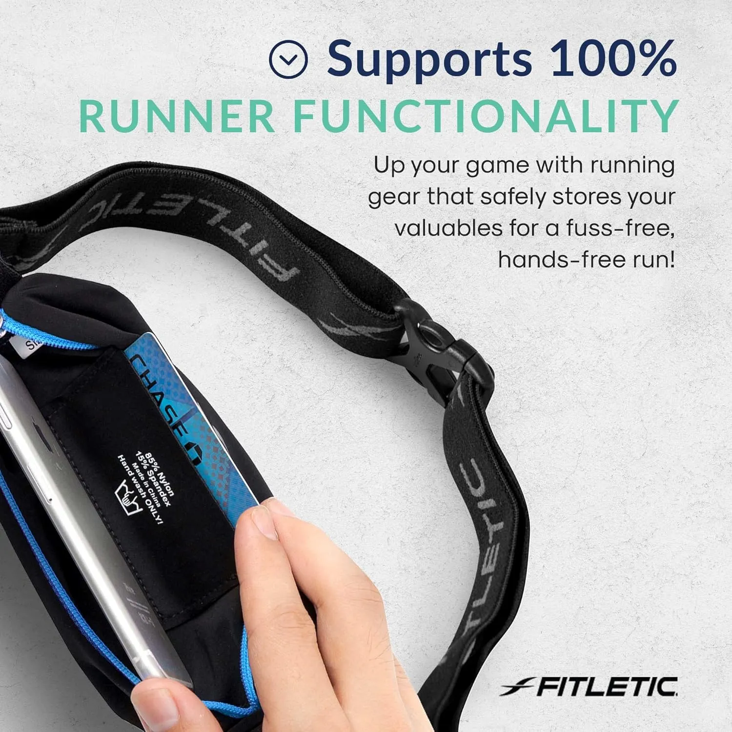 Fitletic Active Lifestyle Fanny Pack & Mini Sports Running Belt For Men & Women  Lightweight, Low Profile & Sleek Design  Ultra-Soft Expandable Lycra Pouch - Fits All Phones  Inner Organizer Pocket