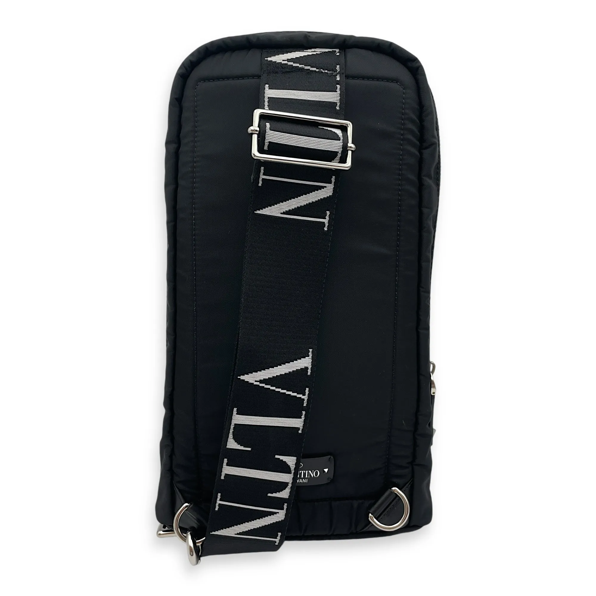 Garavani VLTN Crossbody Black Crossbody Bag in Calfskin, Silver hardware