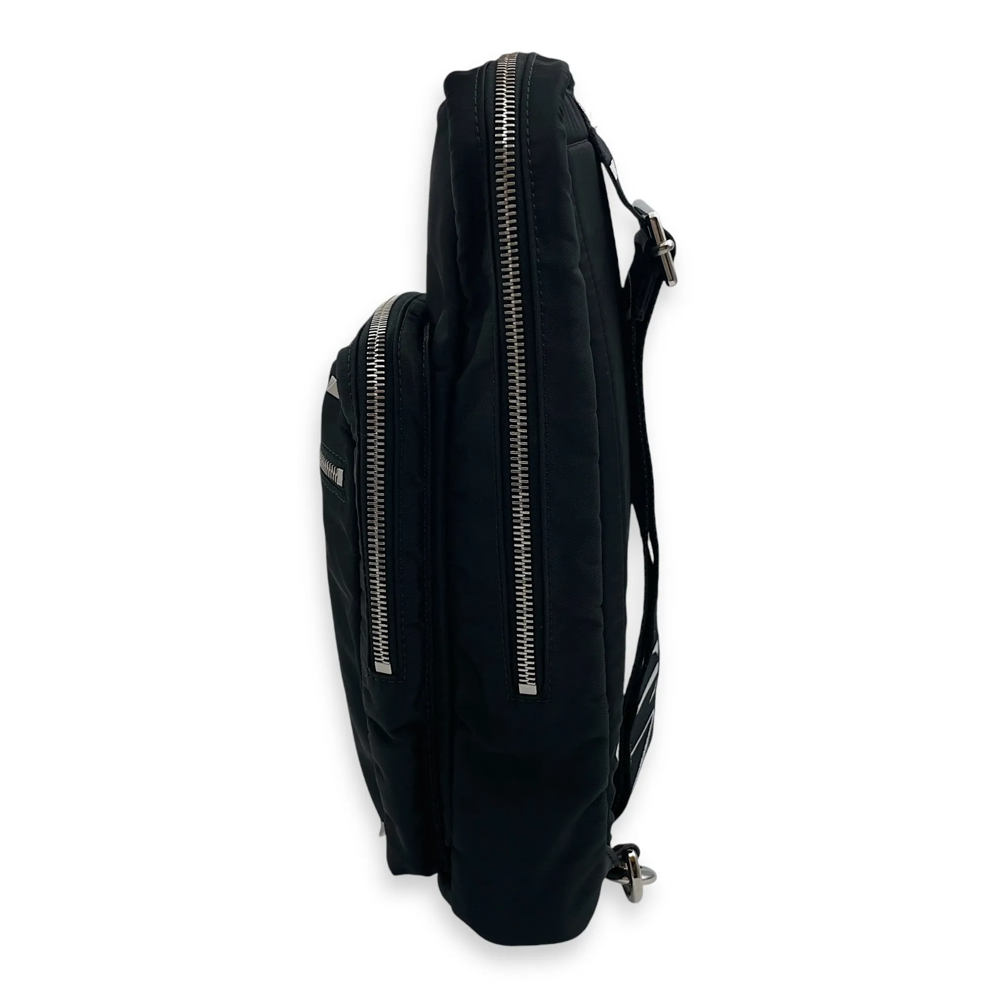 Garavani VLTN Crossbody Black Crossbody Bag in Calfskin, Silver hardware
