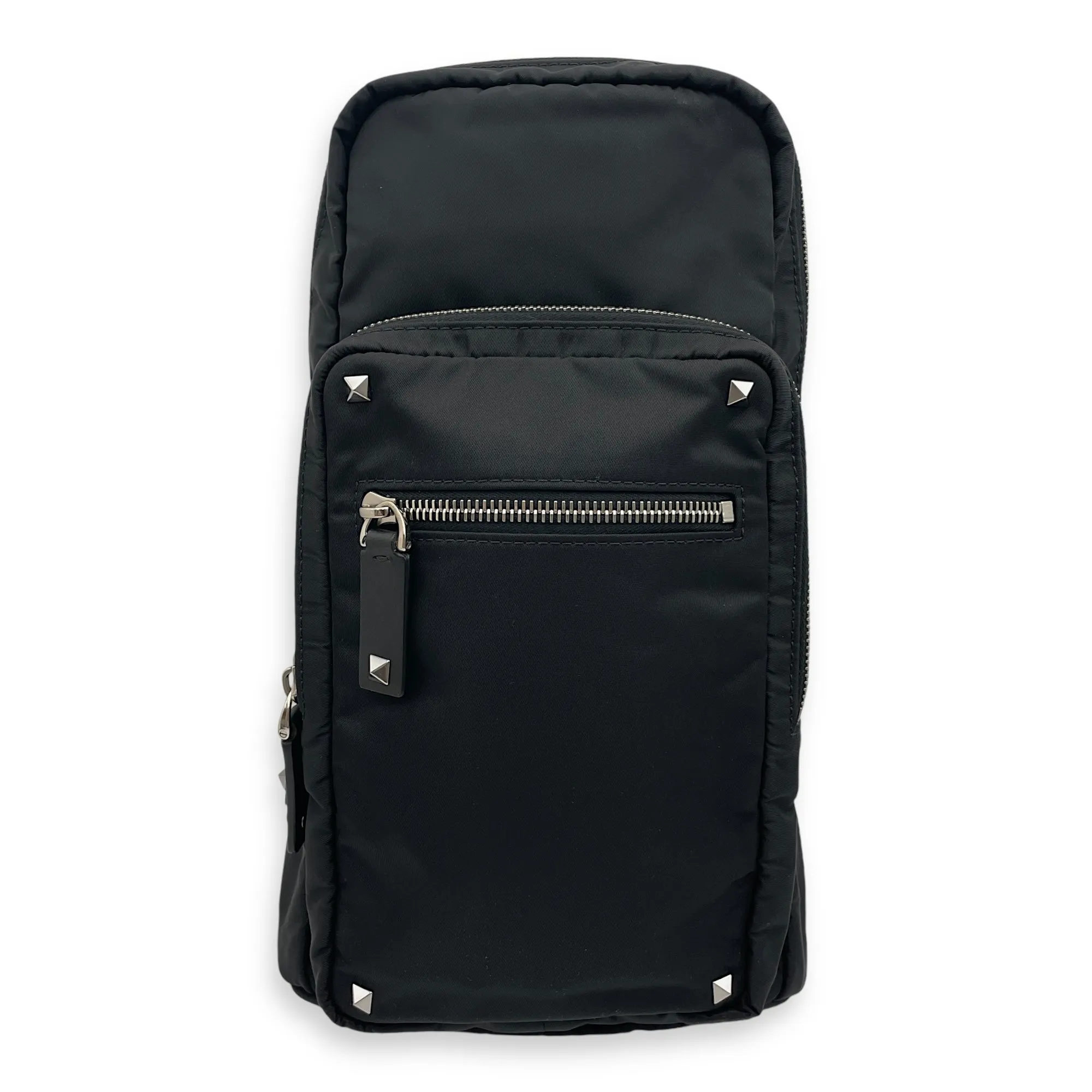 Garavani VLTN Crossbody Black Crossbody Bag in Calfskin, Silver hardware