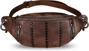 Genuine Leather Fanny Pack for Women - Vintage Real Leather Waist Bag - Fashion Hip Bag - Crossbody Purse