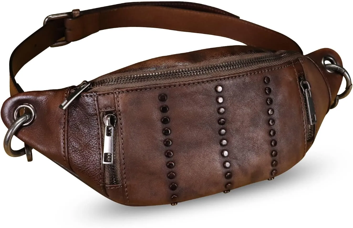 Genuine Leather Fanny Pack for Women - Vintage Real Leather Waist Bag - Fashion Hip Bag - Crossbody Purse