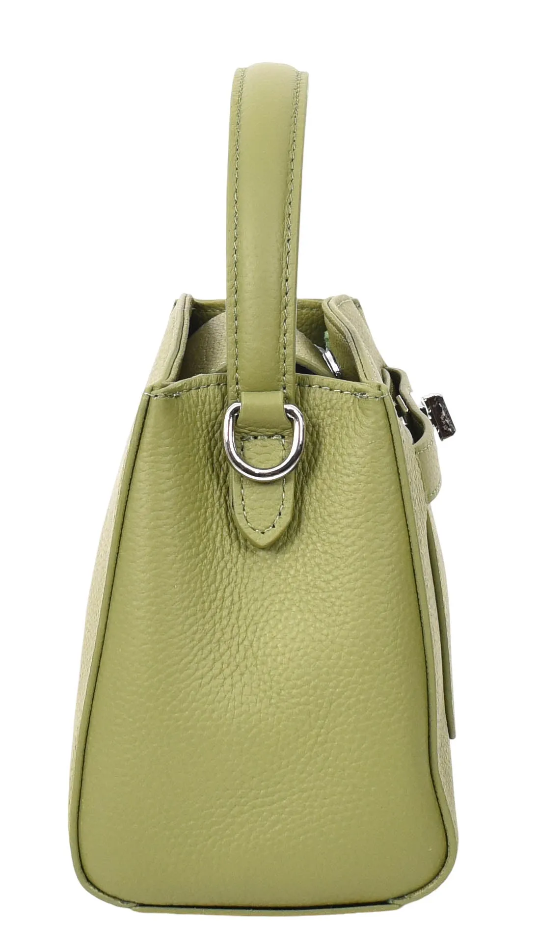 Halifax Women Small Leather Top Handle Shoulder Handbag  Olive