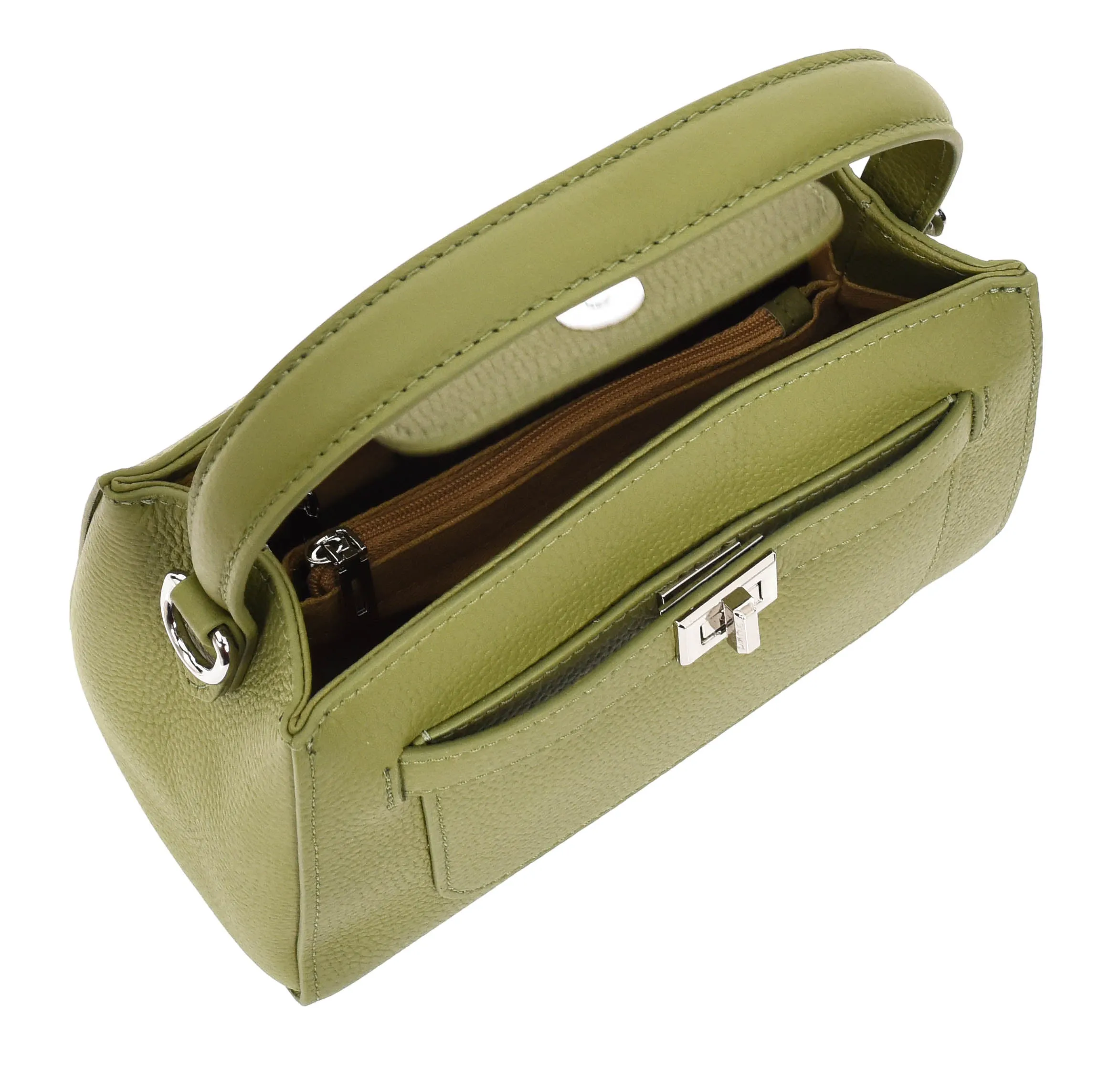 Halifax Women Small Leather Top Handle Shoulder Handbag  Olive