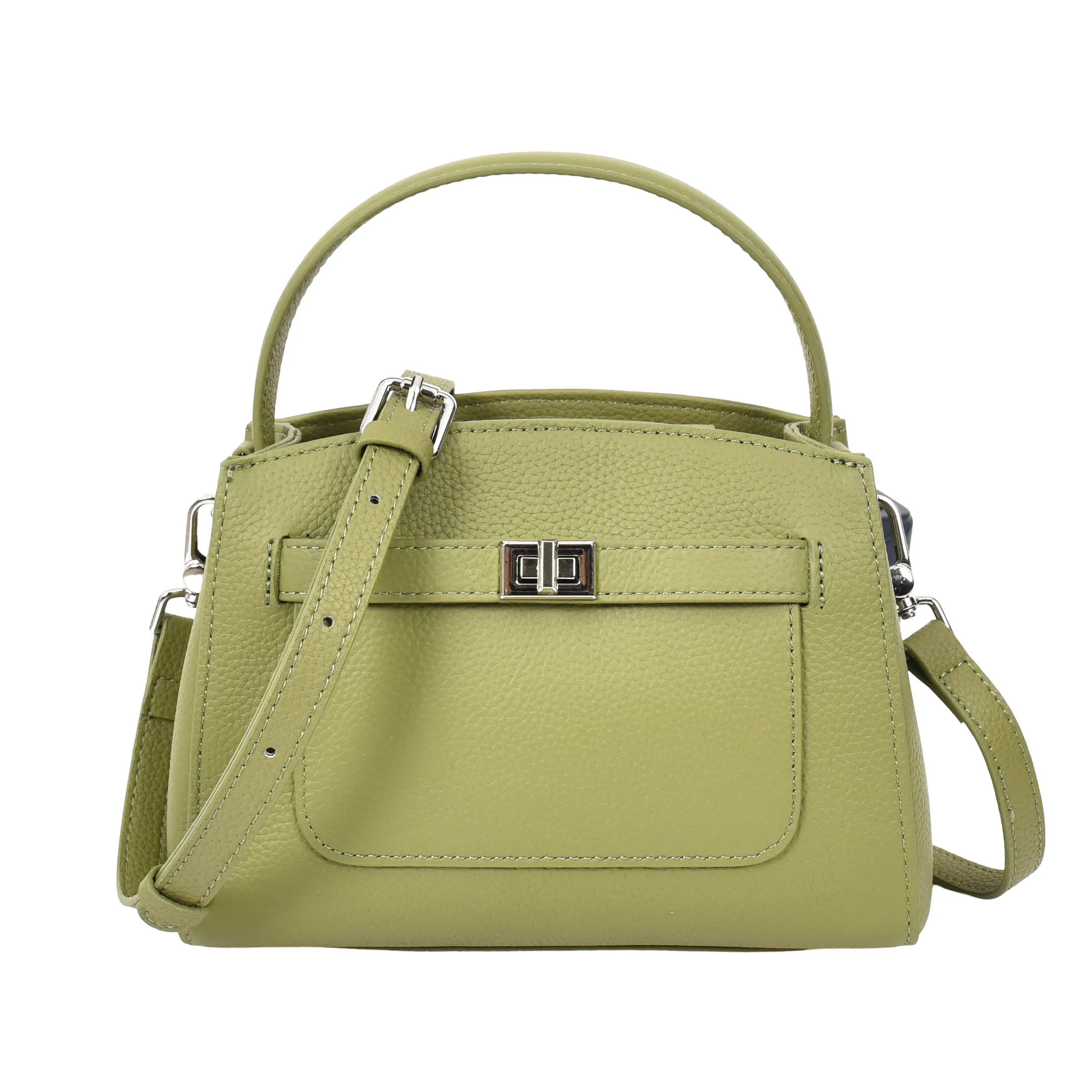 Halifax Women Small Leather Top Handle Shoulder Handbag  Olive