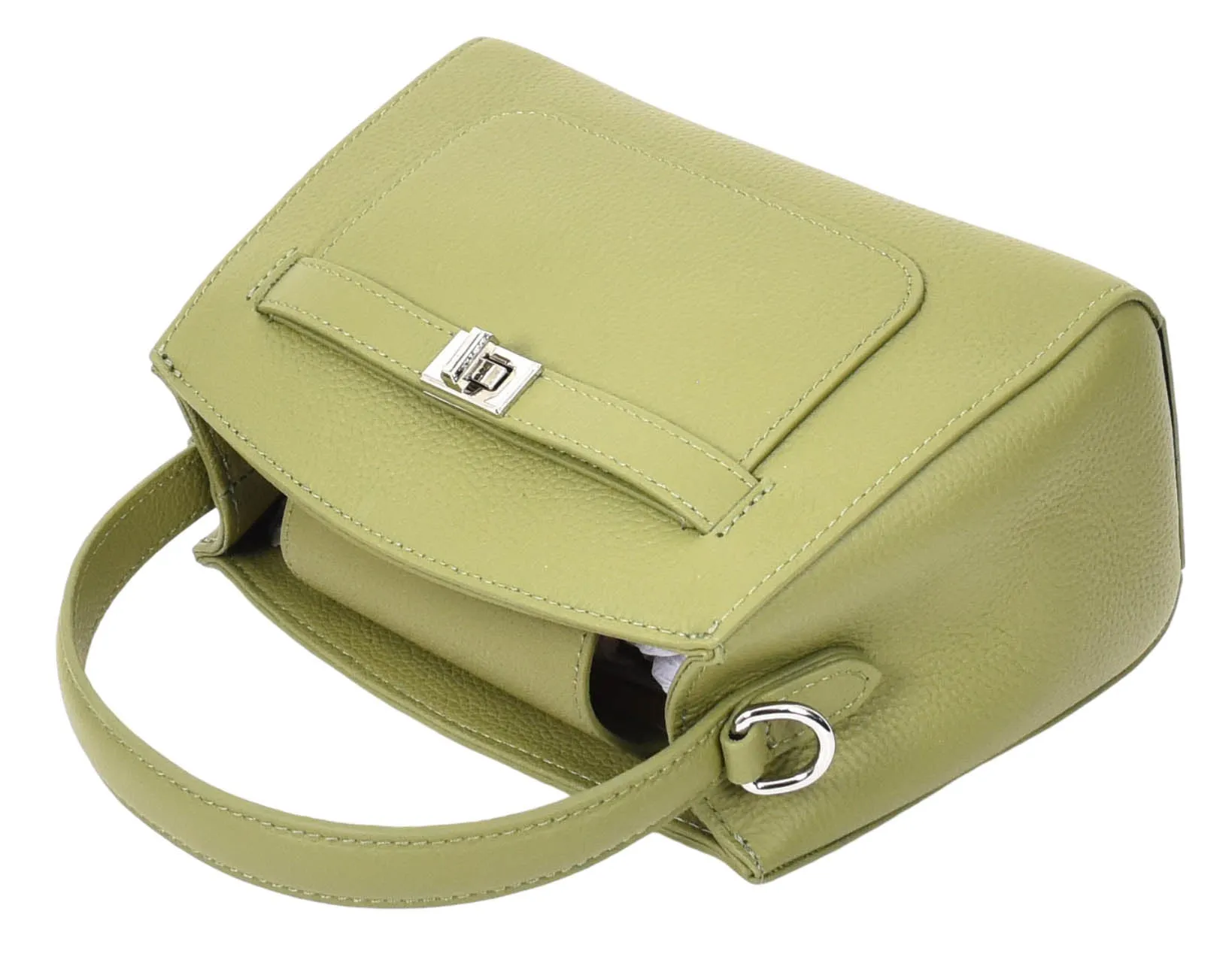 Halifax Women Small Leather Top Handle Shoulder Handbag  Olive