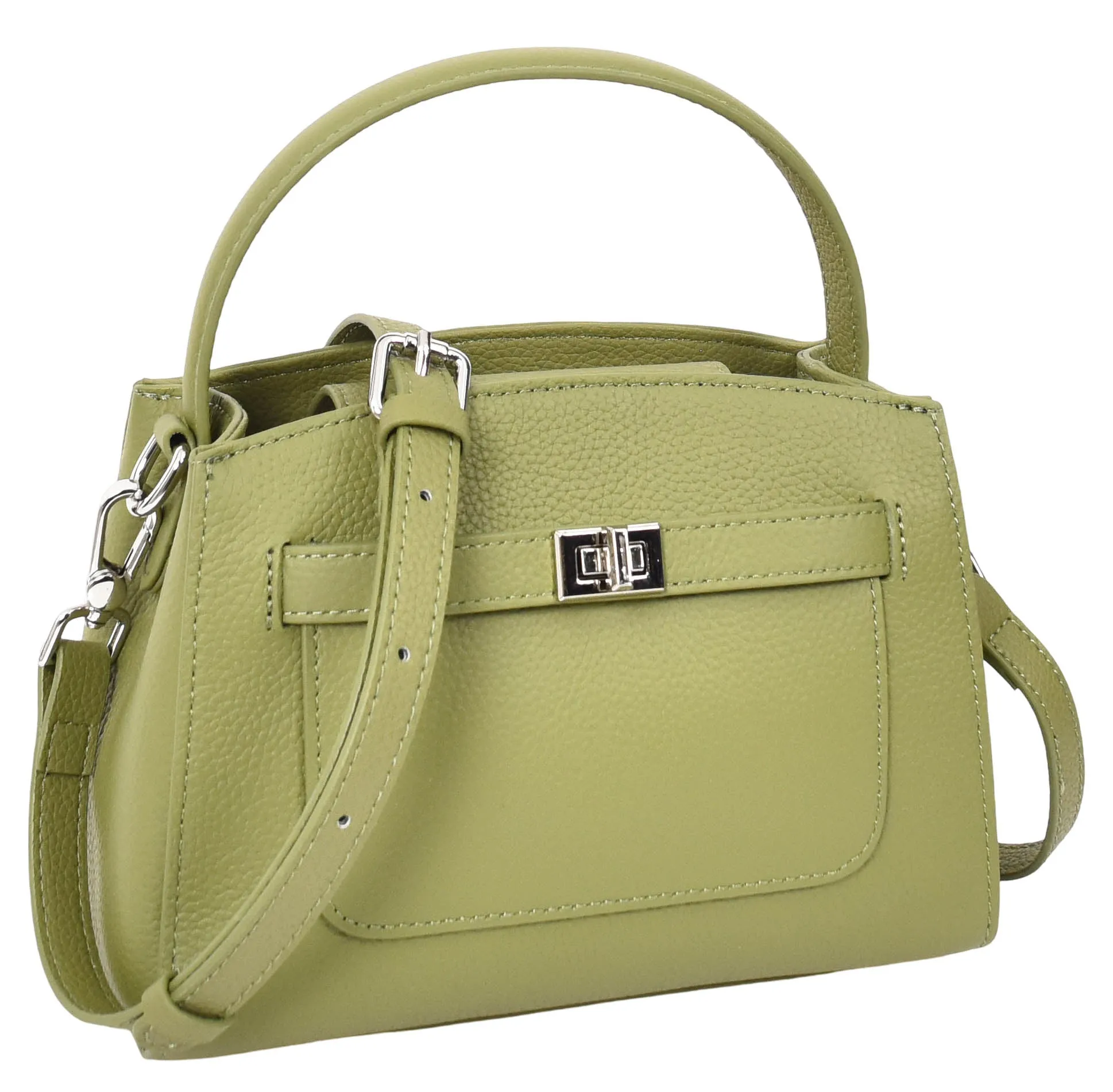 Halifax Women Small Leather Top Handle Shoulder Handbag  Olive