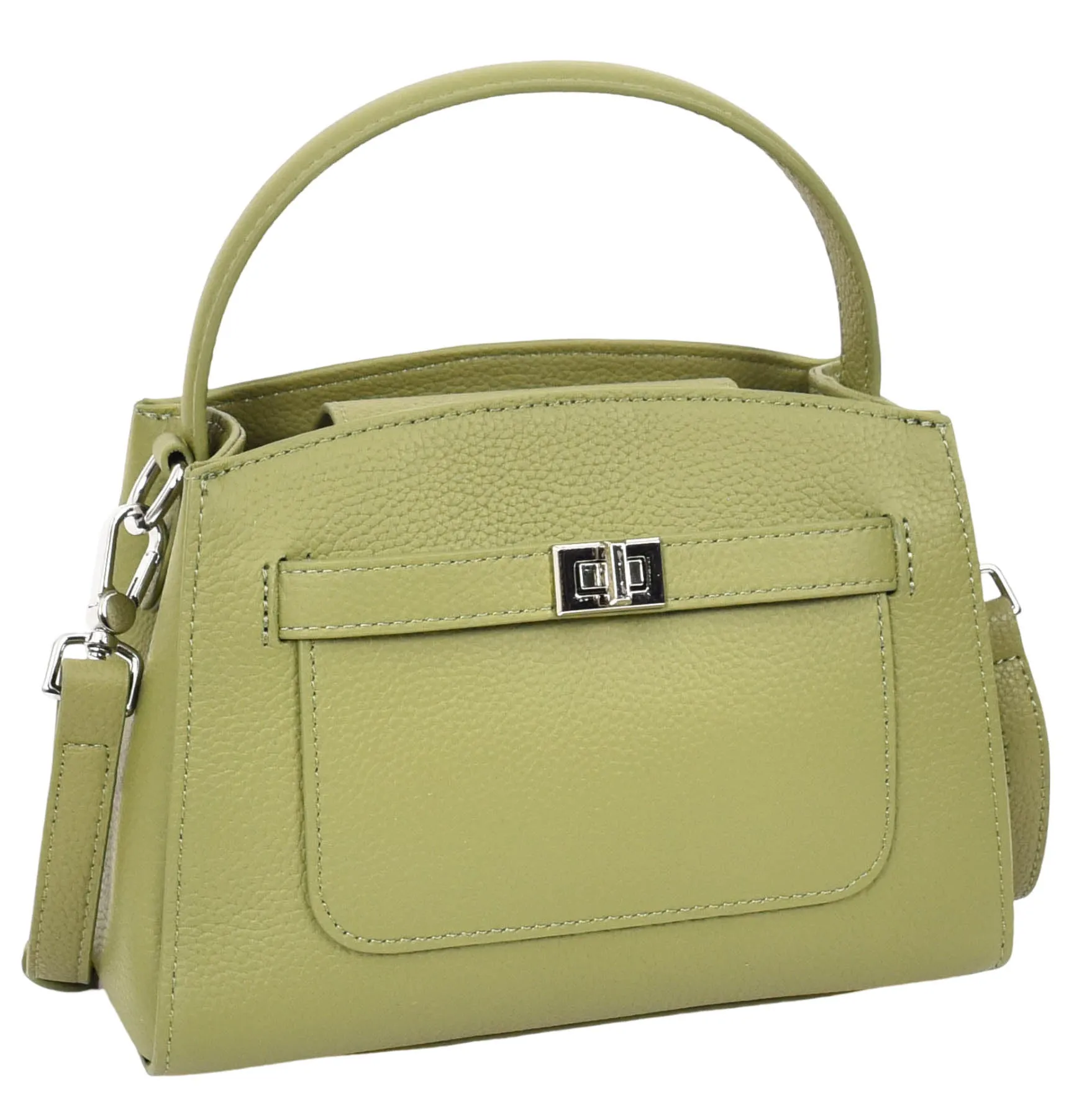 Halifax Women Small Leather Top Handle Shoulder Handbag  Olive