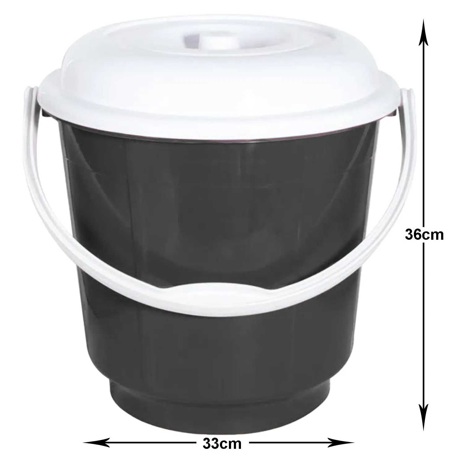 Heart Home Multipurposes Plastic Bucket For Bathing Home Cleaning & Storage Purpose With Lid, 18Ltr. (Grey)-47HH01161