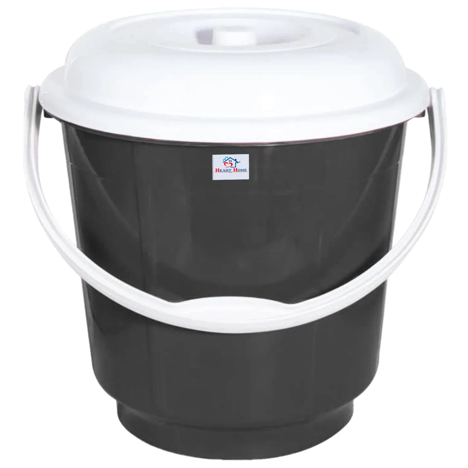 Heart Home Multipurposes Plastic Bucket For Bathing Home Cleaning & Storage Purpose With Lid, 18Ltr. (Grey)-47HH01161