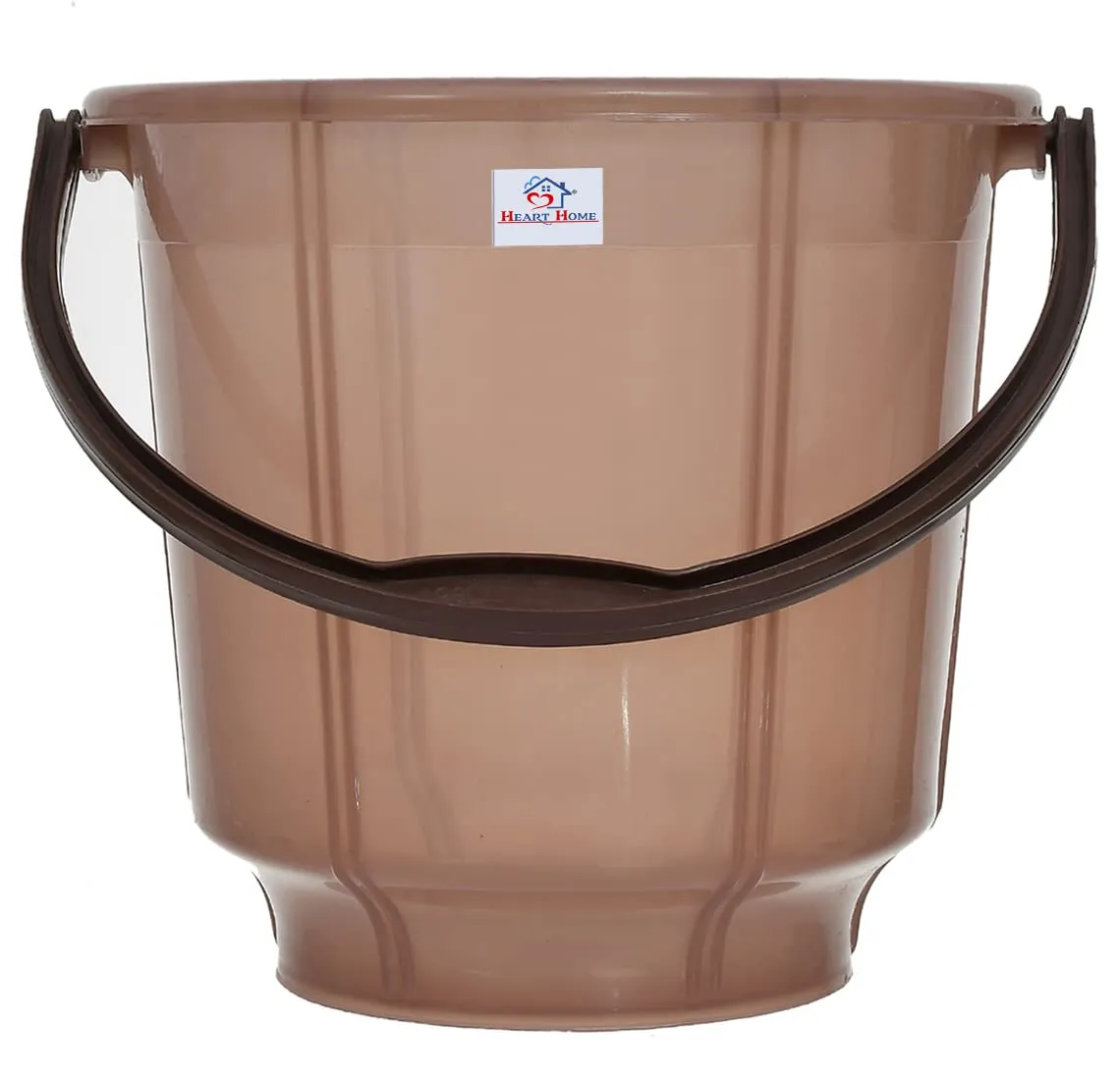 Heart Home Multipurposes Tranasparent Plastic Bucket For Bathing Home Cleaning & Storage Purpose, 13Ltr.- Pack of 2(Brown)-47HH01219
