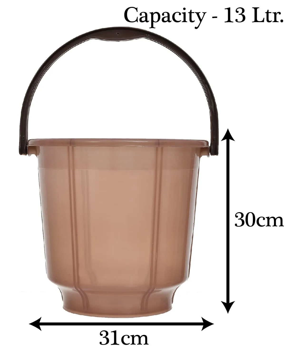 Heart Home Multipurposes Tranasparent Plastic Bucket For Bathing Home Cleaning & Storage Purpose, 13Ltr.- Pack of 2(Brown)-47HH01219
