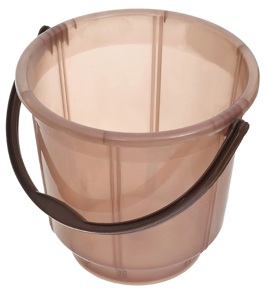 Heart Home Multipurposes Tranasparent Plastic Bucket For Bathing Home Cleaning & Storage Purpose, 13Ltr.- Pack of 2(Brown)-47HH01219