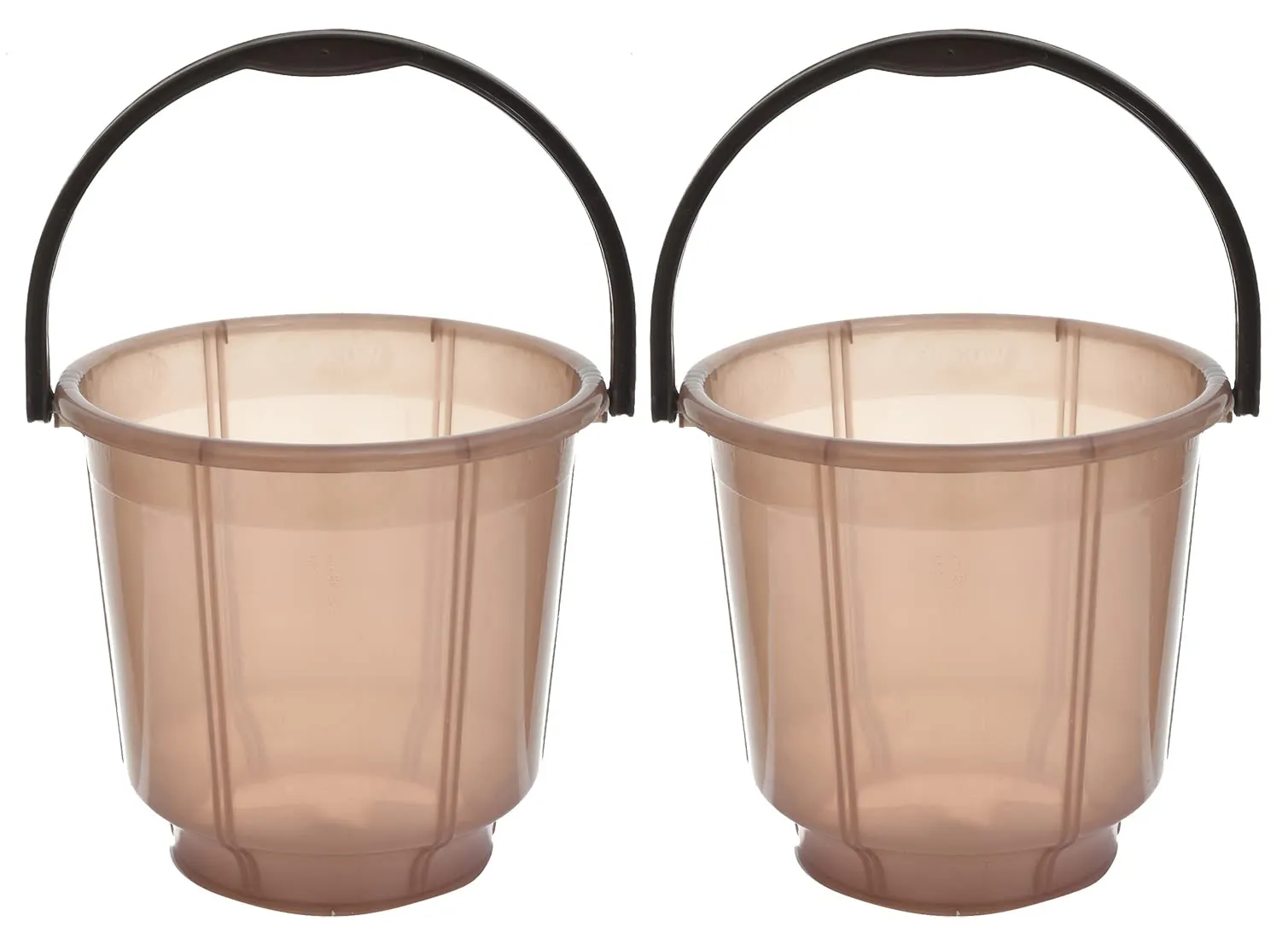 Heart Home Multipurposes Tranasparent Plastic Bucket For Bathing Home Cleaning & Storage Purpose, 13Ltr.- Pack of 2(Brown)-47HH01219