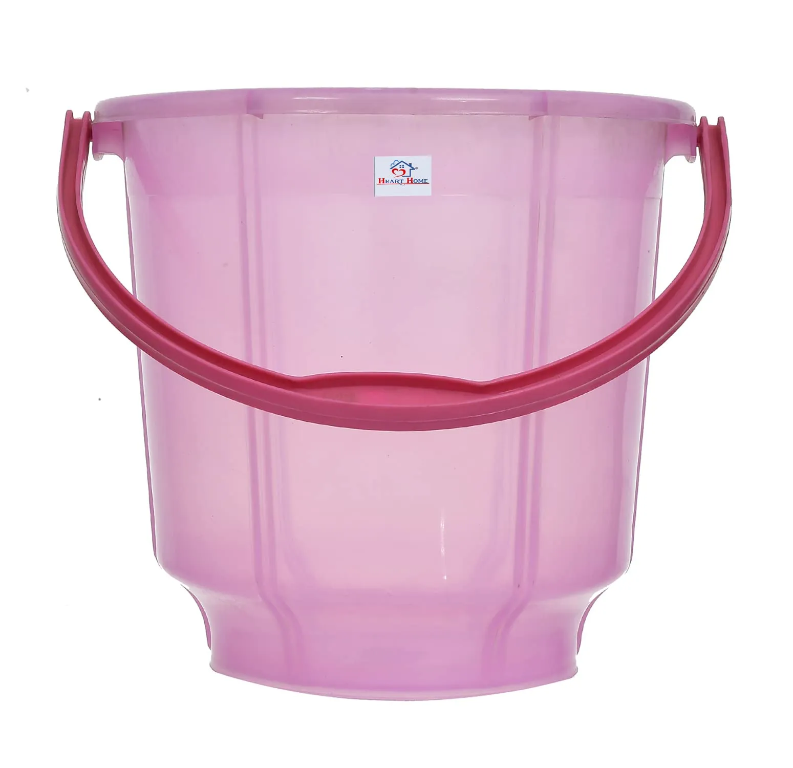 Heart Home Multipurposes Tranasparent Plastic Bucket For Bathing Home Cleaning & Storage Purpose, 13Ltr. (Pink)-47HH01213