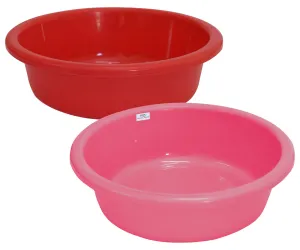 Heart Home Multiuses Plastic Knead Dough Basket/Basin Bowl For Home & Kitchen 6 Ltr- Pack of 2 (Red & Pink) 52HH3872