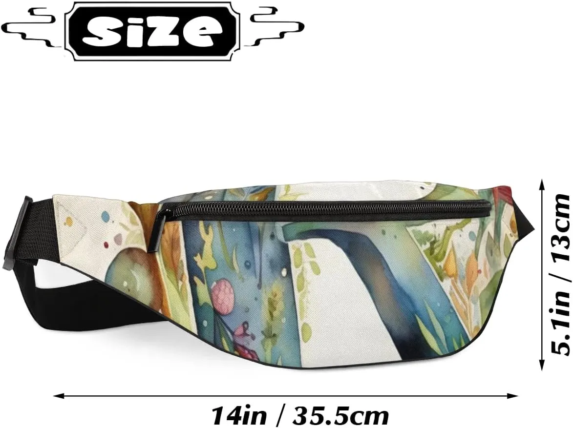 Initial R Letter Fanny Packs for Women Men Cross Body Purse Waterproof Sports Waist Bag Pack Belt Bag for Travel Hiking Running Cycling