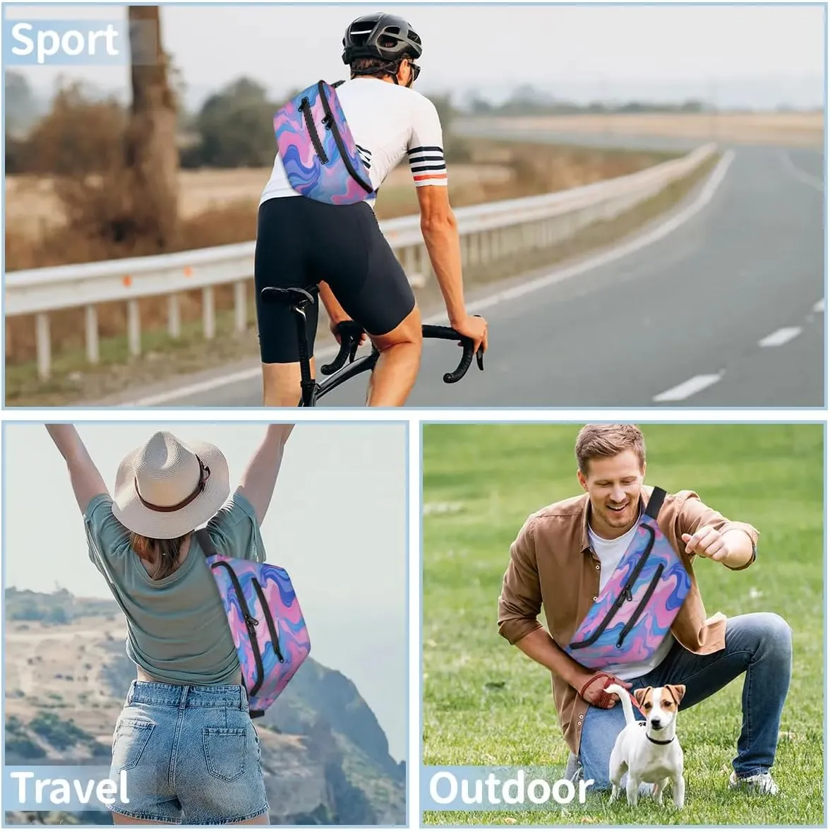 Irregular Texture Sling Bag Crossbody Backpack Chest Daypack for Women Sport Travel Hiking Casual Bag Multipurpose Waist Pack With Zipper Closure Adjustable Strap Shoulder Bag