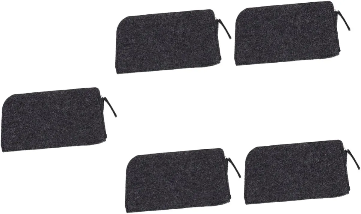 KALLORY 5pcs Simple Multi-Function Felt Tool Bag Versatile Clay Tools Organizer Pouch for Efficient Storage Construction Zippers for Crafting Sculpting and Home Projects