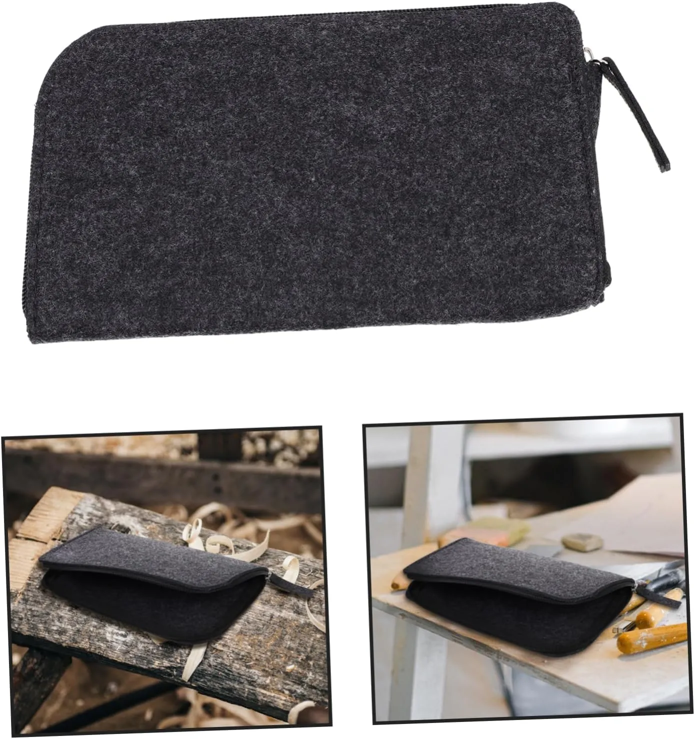 KALLORY 5pcs Simple Multi-Function Felt Tool Bag Versatile Clay Tools Organizer Pouch for Efficient Storage Construction Zippers for Crafting Sculpting and Home Projects