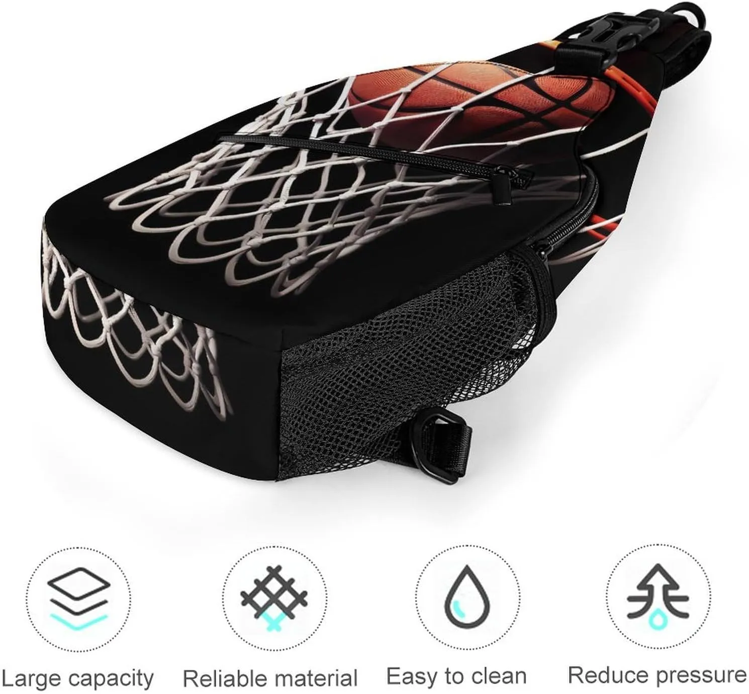 Lightweight Chest Bag Crossbody Bag Basketball Sling Backpack for Women Men Sports Travel