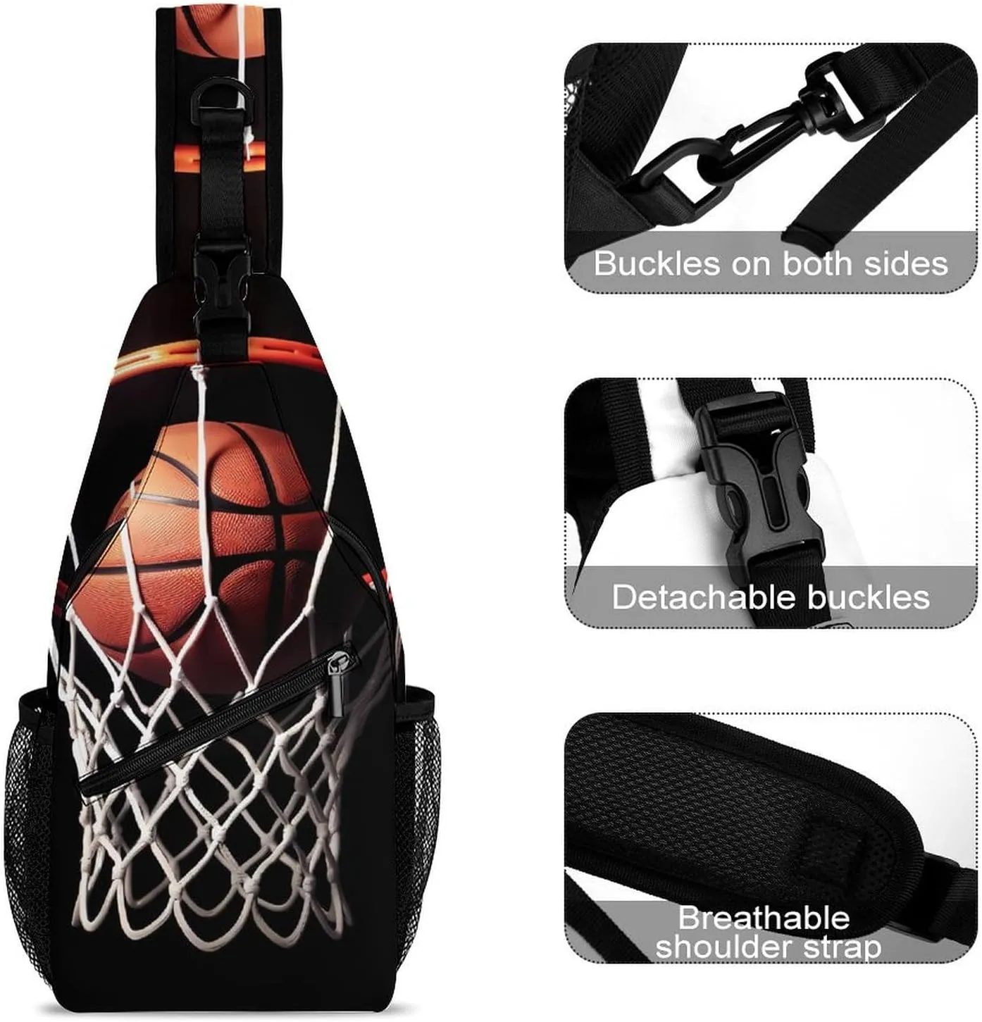 Lightweight Chest Bag Crossbody Bag Basketball Sling Backpack for Women Men Sports Travel