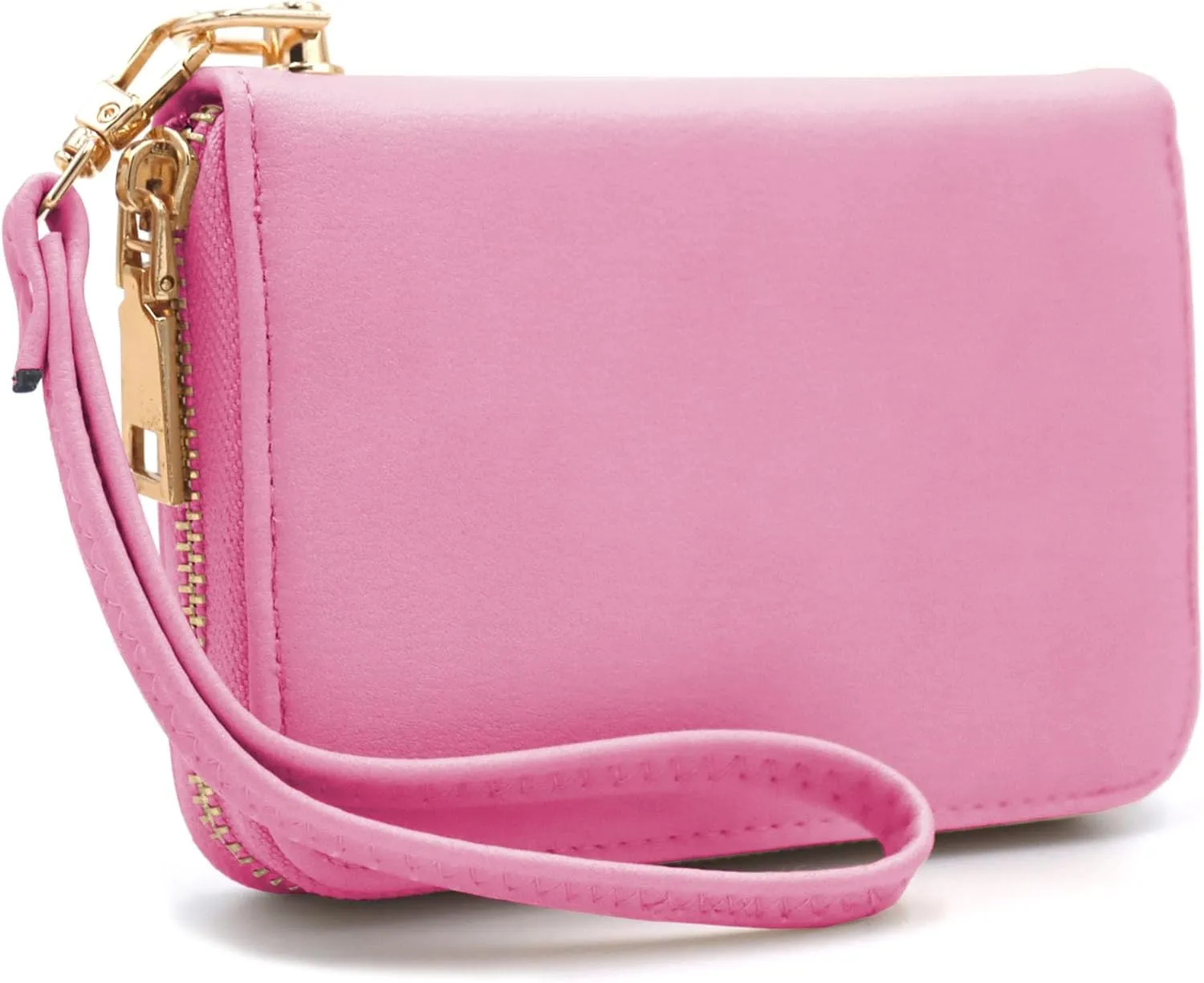 LOVESOME Womens Small Zip Around, Double Zip Around - Double Compartment Wristlet Wallet with Wrist Strap