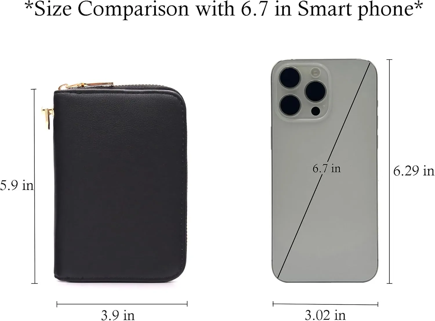 LOVESOME Womens Small Zip Around, Double Zip Around - Double Compartment Wristlet Wallet with Wrist Strap