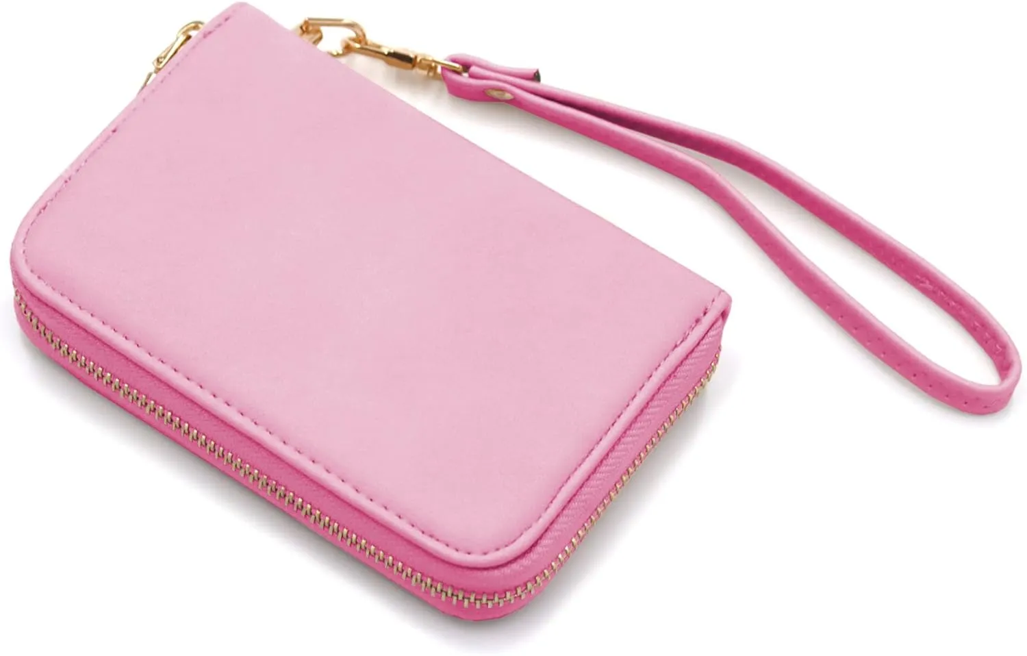 LOVESOME Womens Small Zip Around, Double Zip Around - Double Compartment Wristlet Wallet with Wrist Strap