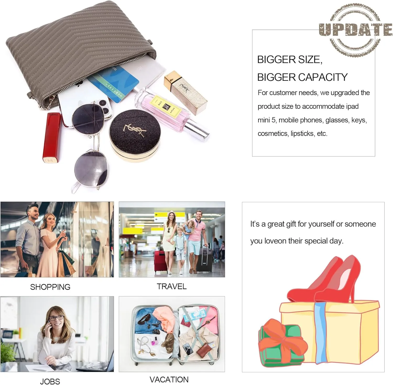 LYPULY Small Crossbody Bags for Women, Trendy Vegan Leather Shoulder Purses, Clutch Wallet with Wristlet Strap