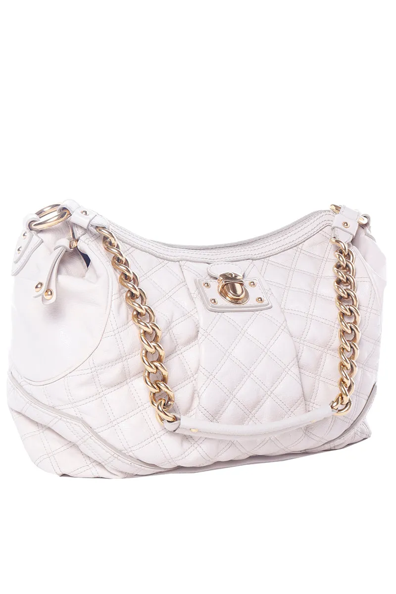 Marc Jacobs Bone Quilted Leather Bag with Gold Hardware