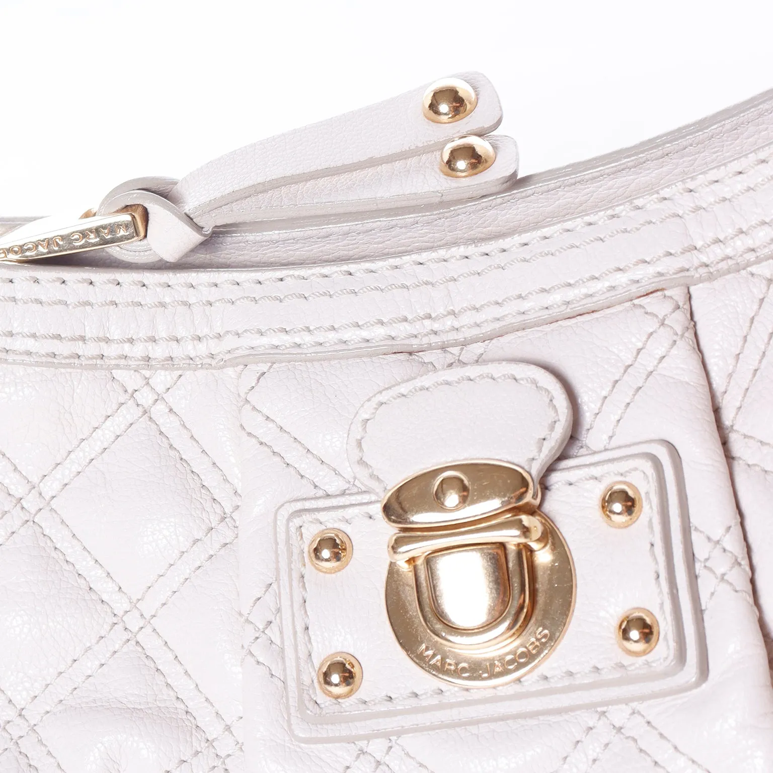 Marc Jacobs Bone Quilted Leather Bag with Gold Hardware