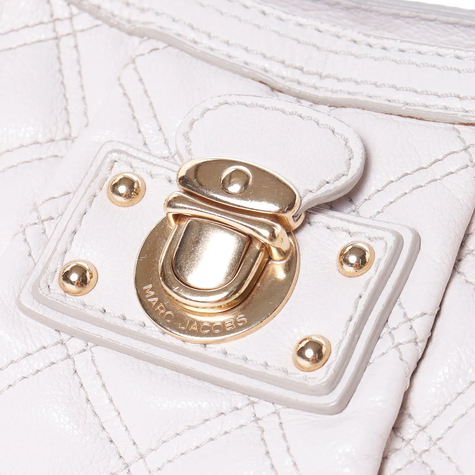 Marc Jacobs Bone Quilted Leather Bag with Gold Hardware