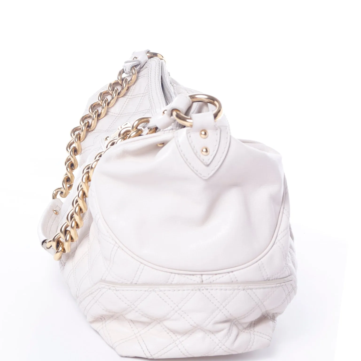 Marc Jacobs Bone Quilted Leather Bag with Gold Hardware