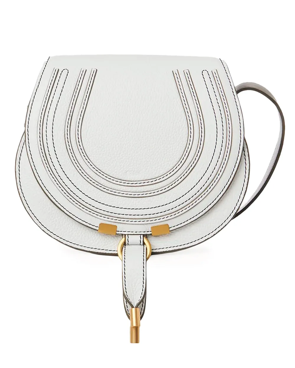 Marcie Small Saddle Bag in Crystal White