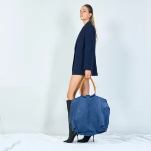 Minimalist leather tote bags with wooden handles wholesale