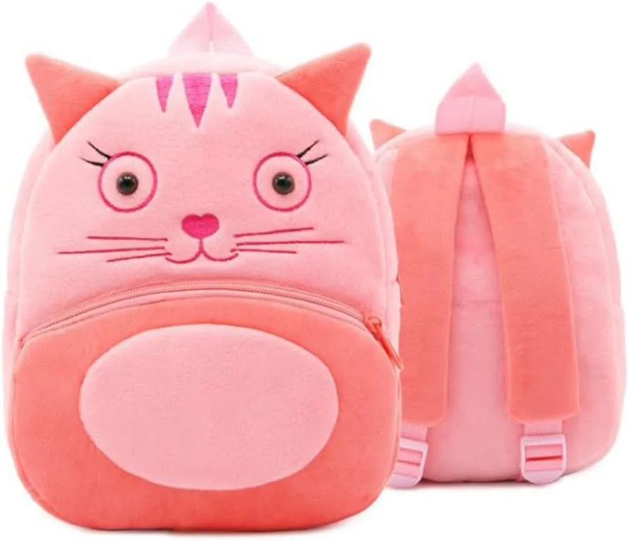 NICE CHOICE Cute Toddler Backpack Toddler Bag Plush Animal Cartoon Mini Travel Bag for Baby Girl Boy 2-6 Years(Cat)