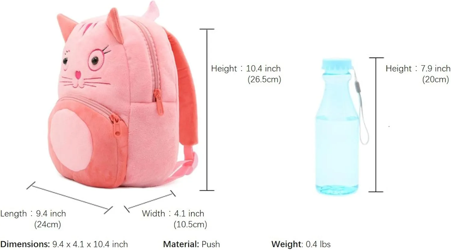 NICE CHOICE Cute Toddler Backpack Toddler Bag Plush Animal Cartoon Mini Travel Bag for Baby Girl Boy 2-6 Years(Cat)