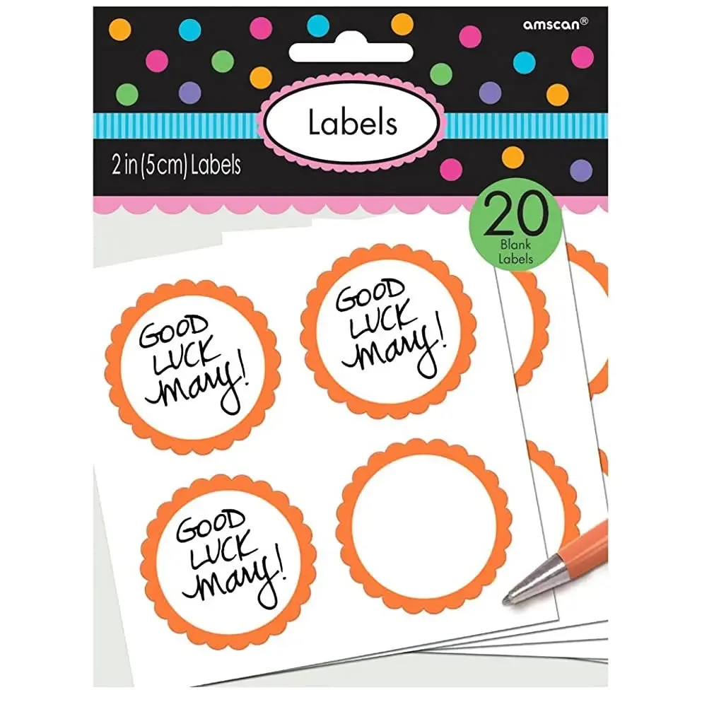 Orange  Scalloped Party Bag Labels - 20 Pkt