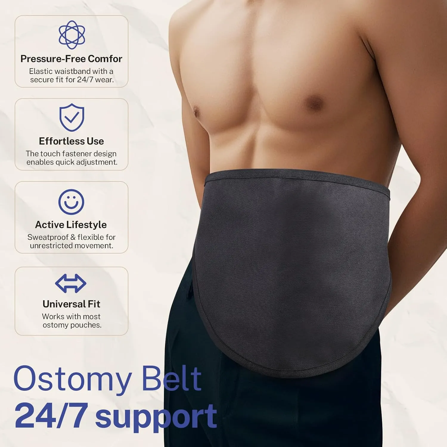 Ostomy Belt, Ostomy Bag Covers for Sports, Flexible Ostomy Support Belts for Men & Women, Ostomy Wrap Adjustable, Inner Pocket to Hold Ostomy Pouch (L (Large)