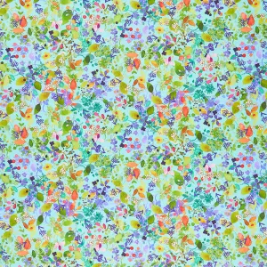Painted Patchwork - Foliage Light Aqua Digitally Printed Yardage