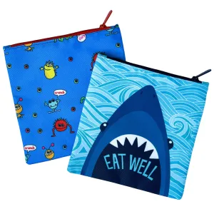 Reusable Sandwich Bag - Set of 2 -Pacific Shark & Funny Monsters