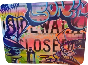 Sidewalk Closed Original Mixed Media Street Sign Painting by Sonic Bad