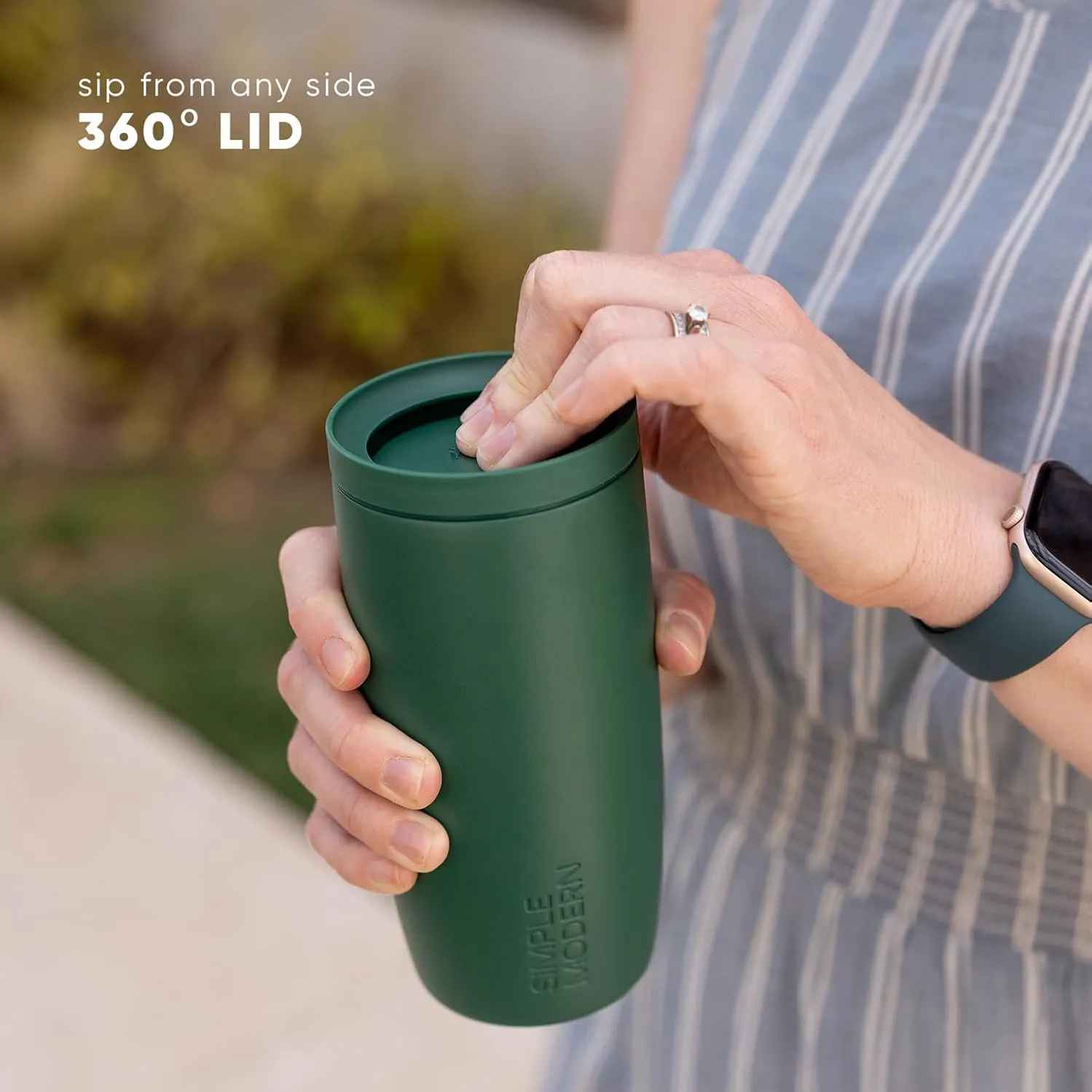 Simple Modern Travel Coffee Mug Tumbler with 360 Lid | Ceramic-Lined Insulated Stainless Steel Cold Brew Iced Coffee Cup | Gifts for Women Men Her Him | Voyager Signature | 16oz | Midnight Black